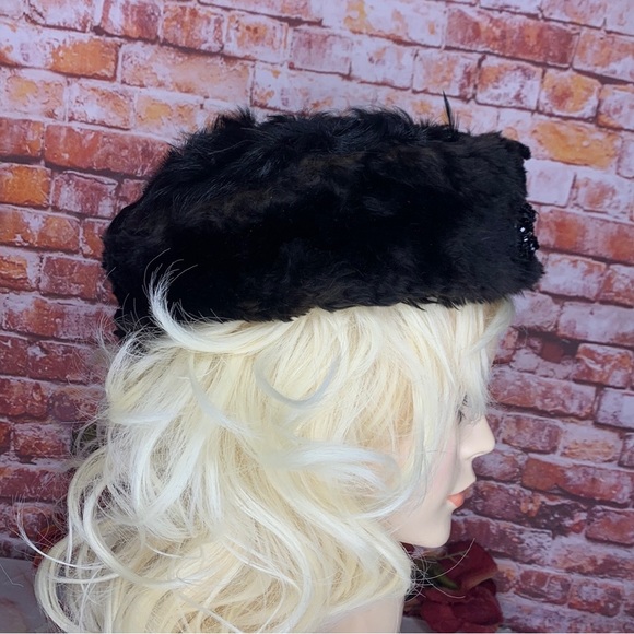 Vintage 50s Two Tone Mink Pillbox Hat main image 10